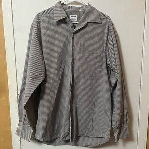 Lorenzini for Neiman Marcus Striped Button Front Dress Shirt XL